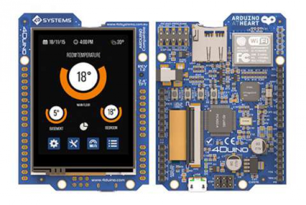 Плата 4Duino-24 обладнана дисплеєм та модулем Wi-Fi
